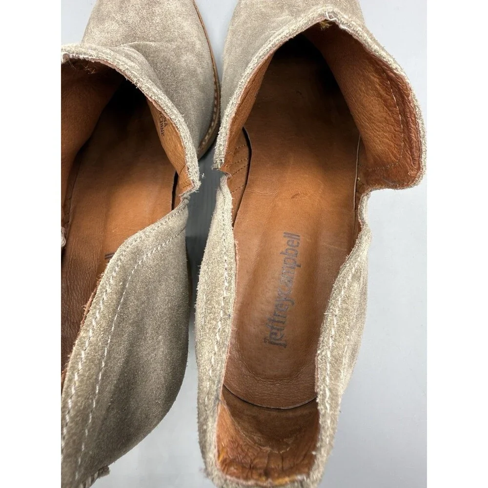 Jeffrey Campbell Rosalee Taupe Gray Suede Cut Out Heeled Ankle Booties Size 10